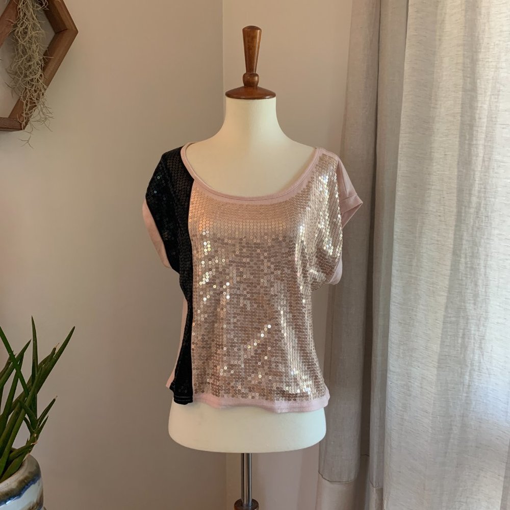 Custom Art Queen screen printed sequin tank S